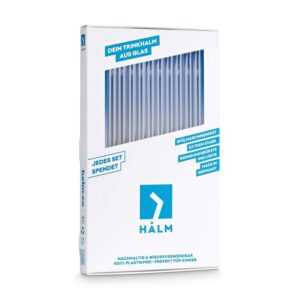 HALM Glass Straws - 20x 8 Inch Reusable Drinking Straws + Plastic-Free Cleaning Brush - Dishwasher Safe - Eco-Friendly - Perfect for Parties, Cocktails - Made in Germany