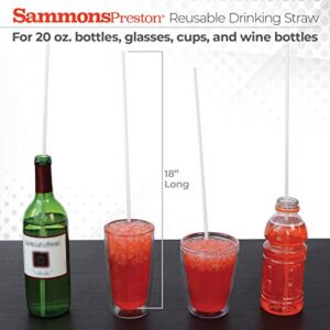 Sammons Preston Reusable Drinking Straws, Long Reusable Straws are Dishwasher Safe, Set of 10 Straws for Wine Bottles, Tall Cups, Smoothies, Large Glasses, & Thick Liquids, 3/16" Wide, Flexible