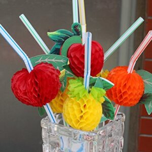 Honbay 50PCS Disposable Bendable Fruit Straws Tropical Drinking Straws for Summer Beach Pool, Luau Parties, Bars, Restaurants, Kitchen and more