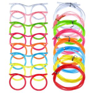 8 pieces silly straw glasses, eyeglasses straws crazy reusable fun loop straws novelty drinking eyeglasses straw for kids party annual meeting, fun parties, birthday (8 colors)