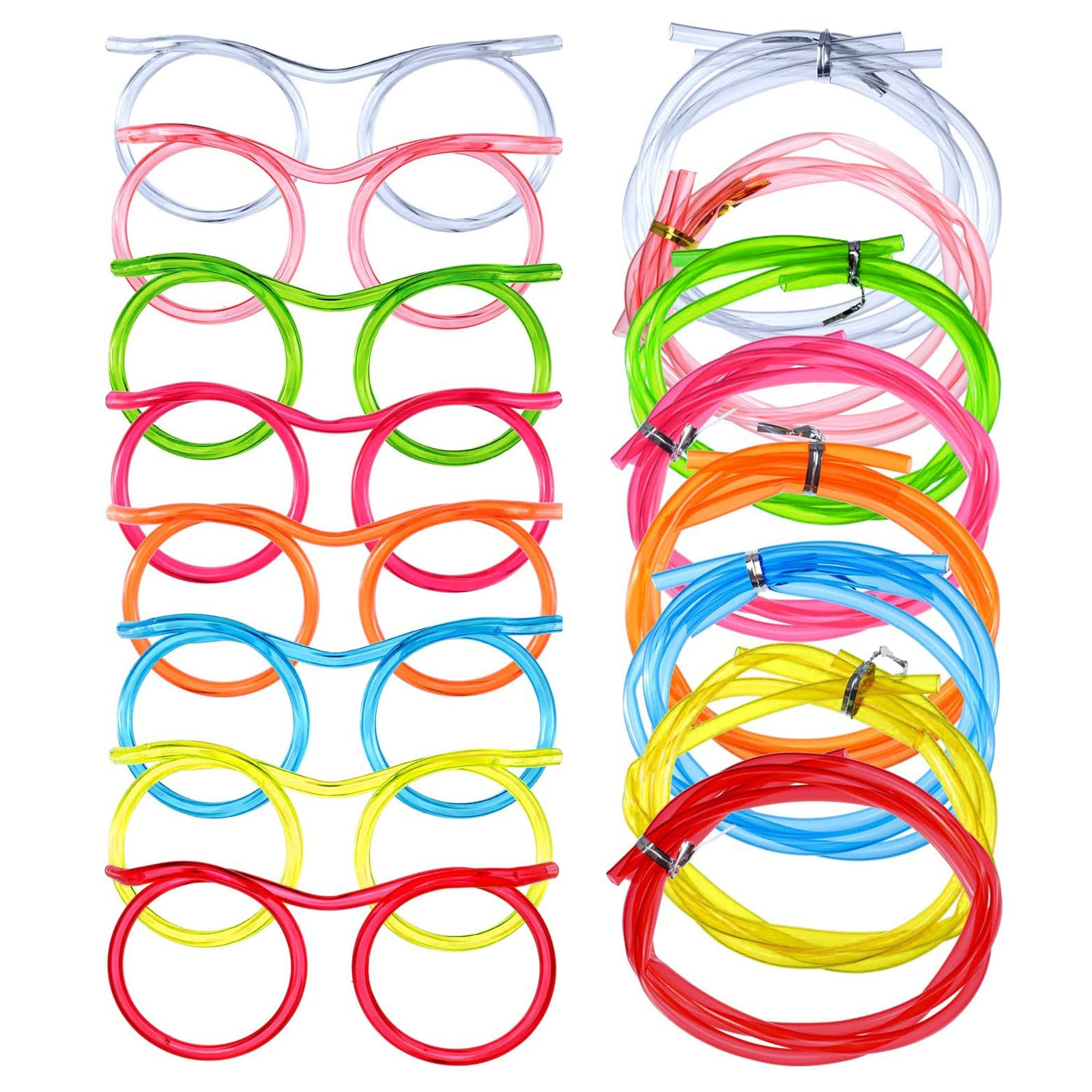 8 Pieces Silly Straw Glasses, Eyeglasses Straws Crazy Reusable Fun Loop Straws Novelty Drinking Eyeglasses Straw for Kids Party Annual Meeting, Fun Parties, Birthday (8 Colors)