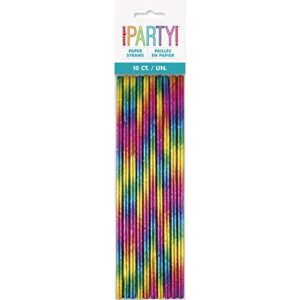 Foil Rainbow Paper Straws (Pack of 10) - Eco-Friendly, Shimmering Metallic Design for Parties & Birthdays