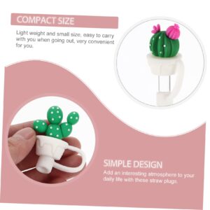 Zerodeko 4pcs Cactus Straw Plugs Silicone Drinking Straws Drinking Straw Caps Reusable Silicone Straw Caps Drinking Pipe Cover Cute Straw Topper Straw Tip Cover Straw Protectors Green Pvc