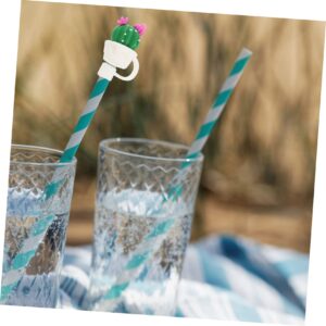 Zerodeko 4pcs Cactus Straw Plugs Silicone Drinking Straws Drinking Straw Caps Reusable Silicone Straw Caps Drinking Pipe Cover Cute Straw Topper Straw Tip Cover Straw Protectors Green Pvc