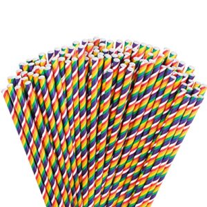 anydesign 250pcs rainbow color paper straws 7.7 inch colorful pride party disposable drinking straws for pride day valentine¡¯s day birthday baby shower wedding anniversary party supplies decoration
