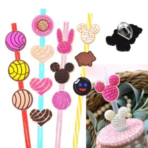 Pan dulce 8Pcs Drinking Straw Covers Cap, Silicone Straw Cover, Straw Toppers for Tumblers, Reusable Straw Covers Cap, Straw Caps Covers for Straw Protector