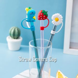 AWEELON 12Pcs Straw Covers Cap, Monkle Silicone Straw Topper Reusable Dust-Proof Straw Tips for Drinking Straws Plug Straw Caps Decoration Home Kitchen Accessories