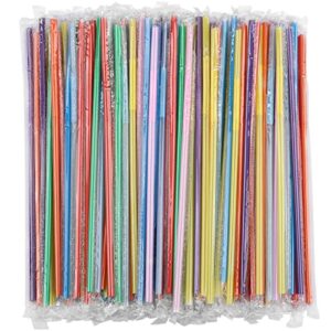 400 Pcs Colorful Flexible Plastic Drinking Straws Individual Package Disposable Bendy Straws 10.23" Extra Long Fancy Straws for Drink