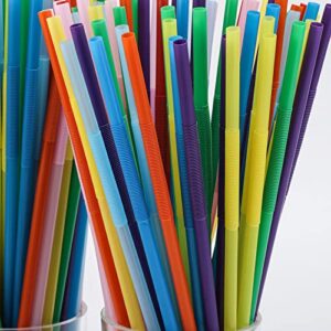 400 Pcs Colorful Flexible Plastic Drinking Straws Individual Package Disposable Bendy Straws 10.23" Extra Long Fancy Straws for Drink