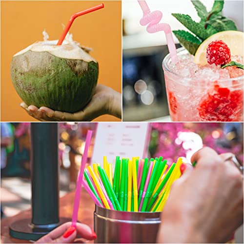 400 Pcs Colorful Flexible Plastic Drinking Straws Individual Package Disposable Bendy Straws 10.23" Extra Long Fancy Straws for Drink