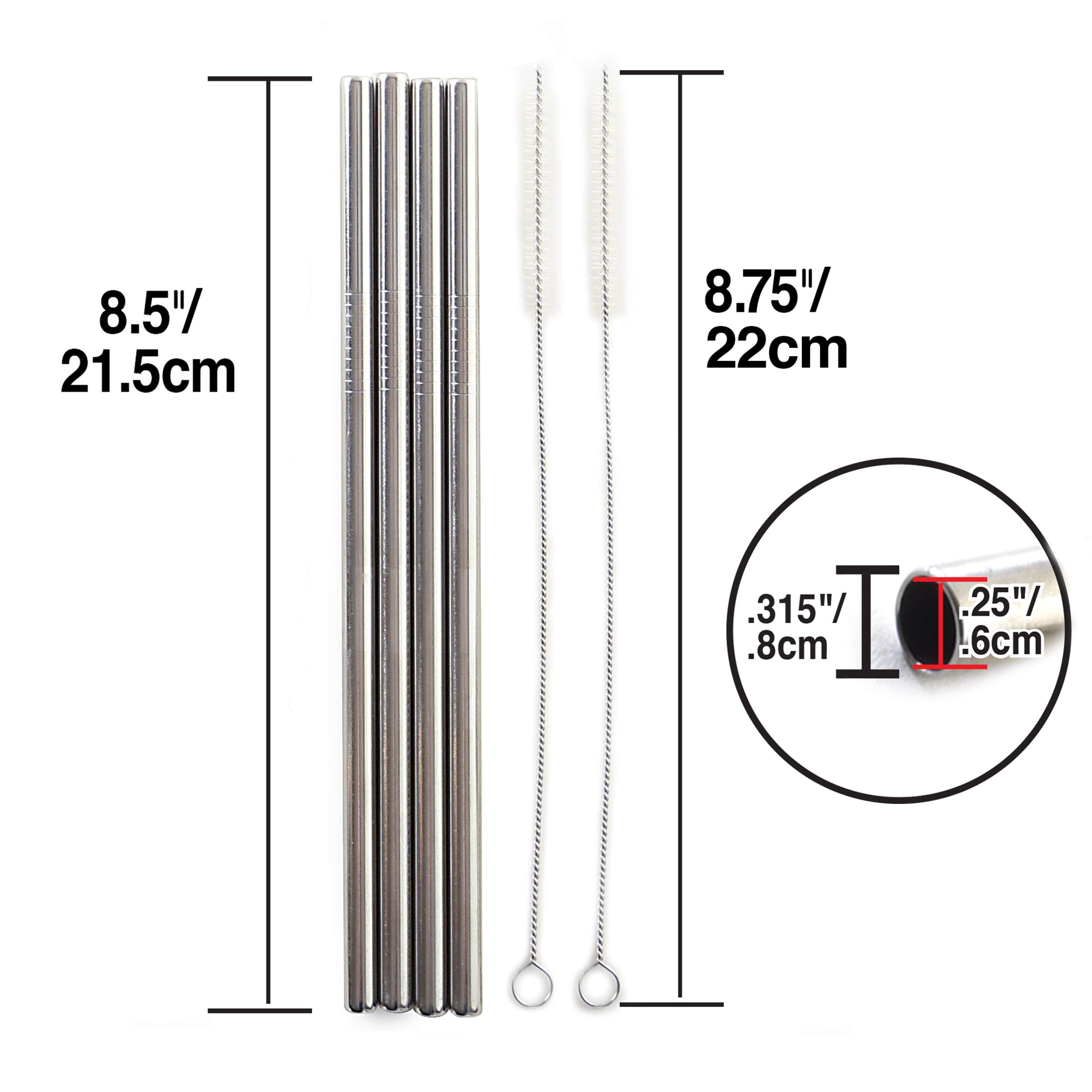 Norpro Stainless Steel Drinking Straws with 2 Cleaning Brushes