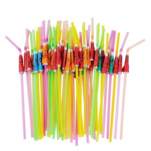 ALINK 50 Luau Umbrella Straws + 54-Pack Coconut Cups with Straws and Cocktail Picks