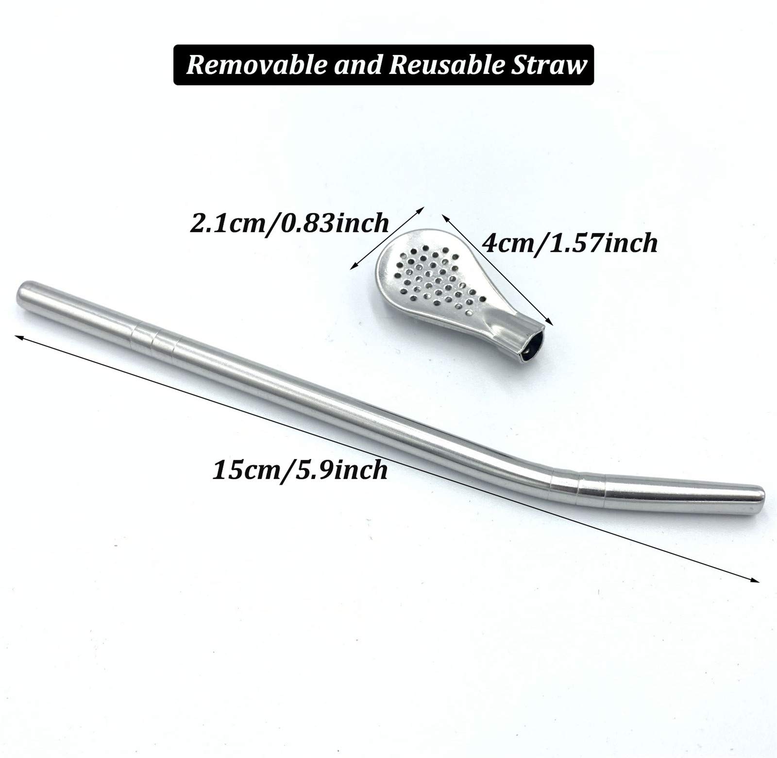 Wenplus 6 Pcs Yerba Mate Bombilla Drinking Filter Straws with 2 Pcs Cleaning Brushes Detachable Stainless Steel Drinking Straws, 7.3 Inch