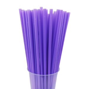 200pcs 10.2 inches disposable decorative purple plastic straws for birthday wedding cocktail party supplies (0.23 * 10.2inch) (purple)