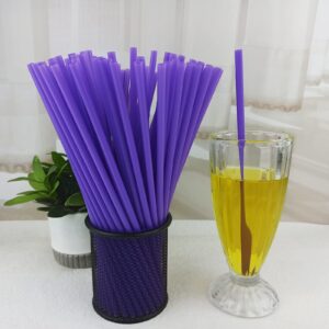 200PCS 10.2 Inches Disposable Decorative Purple Plastic Straws for Birthday Wedding Cocktail Party Supplies (0.23 * 10.2inch) (Purple)