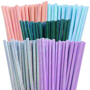 300 pcs paper straws for drinking iridescent party straws premium disposable drinking paper straws for hawaiian birthday wedding party decoration