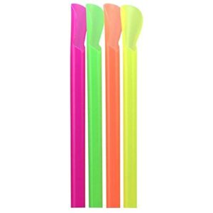 vibrant multicolor neon plastic straws - 10" (50 pack) - eye-catching, flexible & durable drinking straws for parties, events & everyday use