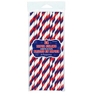 patriotic red, white & blue paper straws 24ct