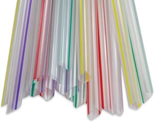 mulmehË individually wrapped long jumbo bubble tea, boba, and smoothie straws, 8.5", 500 per pack