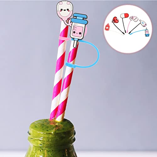 6PCS Straw Covers Straw Toppers for Tumblers Nurse Straw Covers Reusable Drinking Straw Cap Covers Silicone Straw Tip Covers Dust-proof Straw Plug