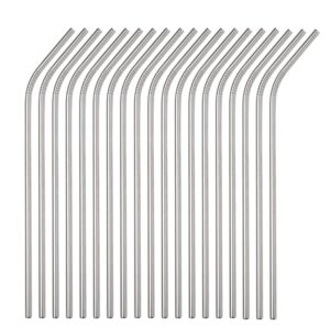 sunwinc reusable metal straws in bulk 100 pieces,8.5'' x 6mm stainless steel straws for 20oz 30oz tumbler yeti cup,curved bent metal drinking straws bulk for wholesale (100pcs all bent -8.5" silver)