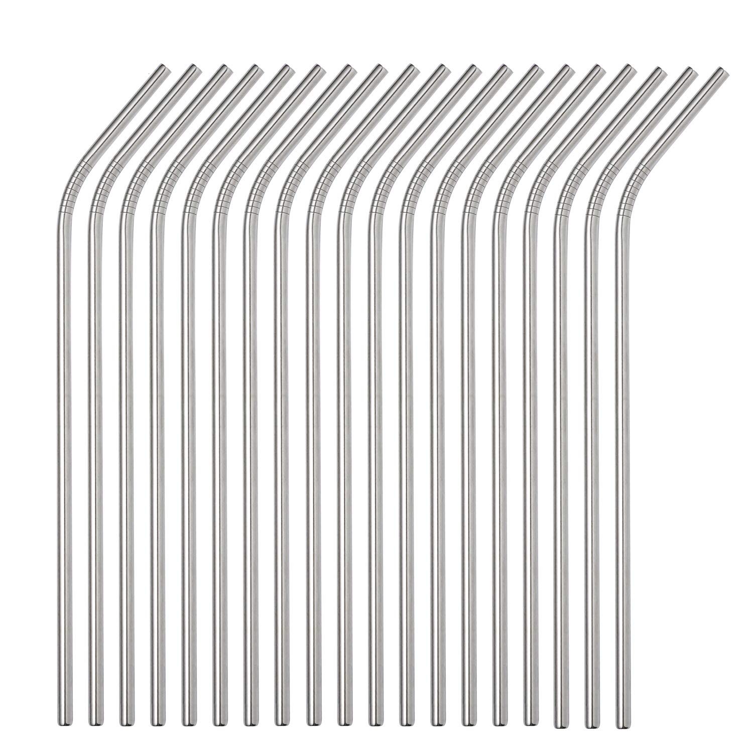 Sunwinc Reusable Metal Straws in Bulk 100 Pieces,8.5'' x 6mm Stainless Steel Straws for 20oz 30oz Tumbler Yeti Cup,Curved Bent Metal Drinking Straws Bulk For Wholesale (100pcs All Bent -8.5" Silver)