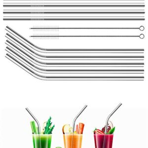 Sunwinc Reusable Metal Straws in Bulk 100 Pieces,8.5'' x 6mm Stainless Steel Straws for 20oz 30oz Tumbler Yeti Cup,Curved Bent Metal Drinking Straws Bulk For Wholesale (100pcs All Bent -8.5" Silver)