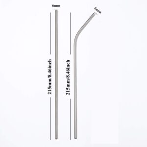 Sunwinc Reusable Metal Straws in Bulk 100 Pieces,8.5'' x 6mm Stainless Steel Straws for 20oz 30oz Tumbler Yeti Cup,Curved Bent Metal Drinking Straws Bulk For Wholesale (100pcs All Bent -8.5" Silver)