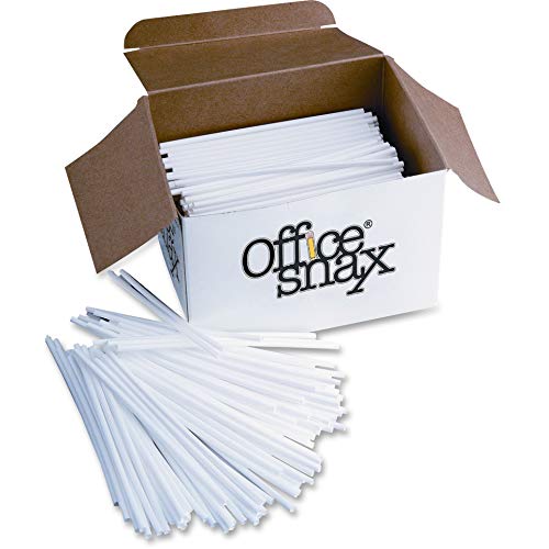 Office Snax STR5 Plastic Stir Sticks, 5", Plastic, White (Box of 1000)