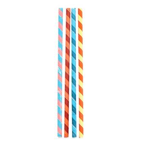 kikkerland biodegradable party stripes paper straws, multicolored, box of 144