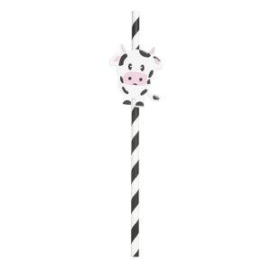 Set of 20, Cow Biodegradable Paper Straws,holy cow i'm one,Cow Birthday Party Striped Decorative Straws