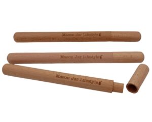 wood reusable straw carrying case by mason jar lifestyle - fits up to 10" long and 12mm wide straws (3 pack)
