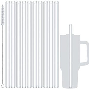 10pcs replacement straws for stanley 20/30/40oz travel tumbler, reusable plastic straws with cleaning brush, for stanley quencher adventure, 40 oz water jug accessories (30cm / 11.8inch long)