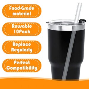 10PCS Replacement Straws for Stanley 20/30/40oz Travel Tumbler, Reusable Plastic Straws with Cleaning Brush, for Stanley Quencher Adventure, 40 oz Water Jug Accessories (30cm / 11.8inch Long)