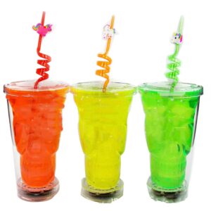 24 Pcs Reusable Drinking Straws Novelty Unicorn Party Straws Curly Hard Plastic Straws Kids Birthday Party Decorations Supplies Family Reunion Party Favors