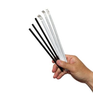 Kingseal "Jumbo" Paper Drinking Straws, FSC Certified, Paper Wrapped, 7.75" Length x 6mm Diameter, BLACK, Biodegradable, Earth Friendly, Bulk Pack - 400 Straws per Box