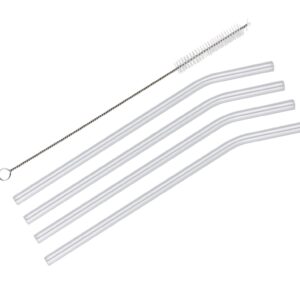 Cilio Reusable Drinking Straws Including Cleaning Brush, Curved Angle, Clear Glass