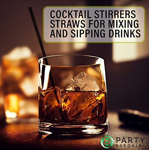 Party Bargains Disposable Coffee Stirrers 5", 360 Count, Black, Plastic Drink Stirrer Sticks, Cocktail Straws Bar Accessories, Hot Chocolate, Tea, Espresso Mixer, Cafes, Bistros, Hot Cold Beverages