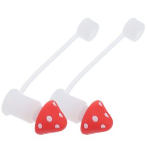 aboofan 2pcs silicone straw caps mushroom straw tip plugs reusable straw tip covers cute straw topper leak-proof straw caps for 6-8mm straws party supplies
