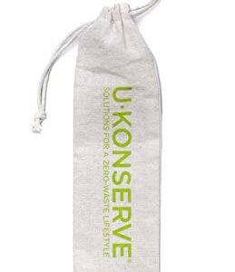 U-Konserve Cotton Drawstring Pouch for Reusable Drinking Straws, Brushes and Utensils - Carrying Case Keep Reusables Clean On the Go - Machine Washable