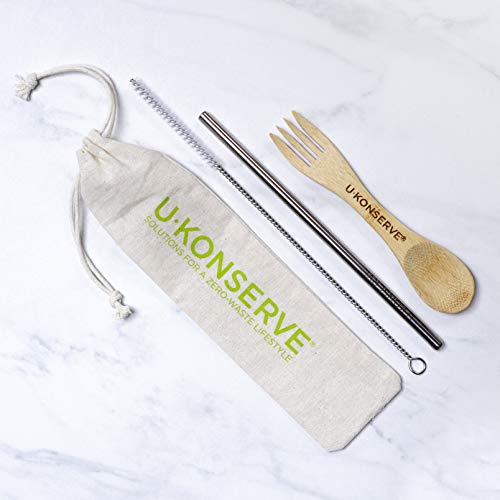 U-Konserve Cotton Drawstring Pouch for Reusable Drinking Straws, Brushes and Utensils - Carrying Case Keep Reusables Clean On the Go - Machine Washable