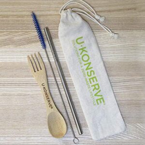 U-Konserve Cotton Drawstring Pouch for Reusable Drinking Straws, Brushes and Utensils - Carrying Case Keep Reusables Clean On the Go - Machine Washable