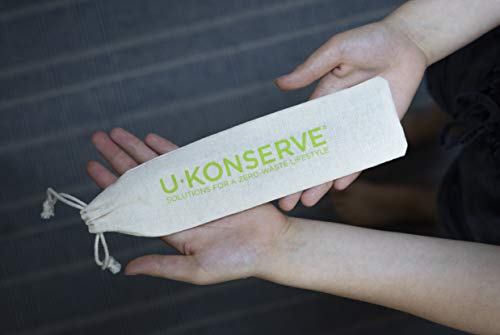 U-Konserve Cotton Drawstring Pouch for Reusable Drinking Straws, Brushes and Utensils - Carrying Case Keep Reusables Clean On the Go - Machine Washable