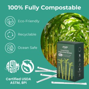 [125 Pack] Bubble Tea Straws 8.5 Inch Long - Black Wide Disposable Paper Drinking Straws, Biodegradable Compostable Eco-friendly Plastic Alternative, for Hot Cold Boba Pearl Milkshake Coffee Smoothie