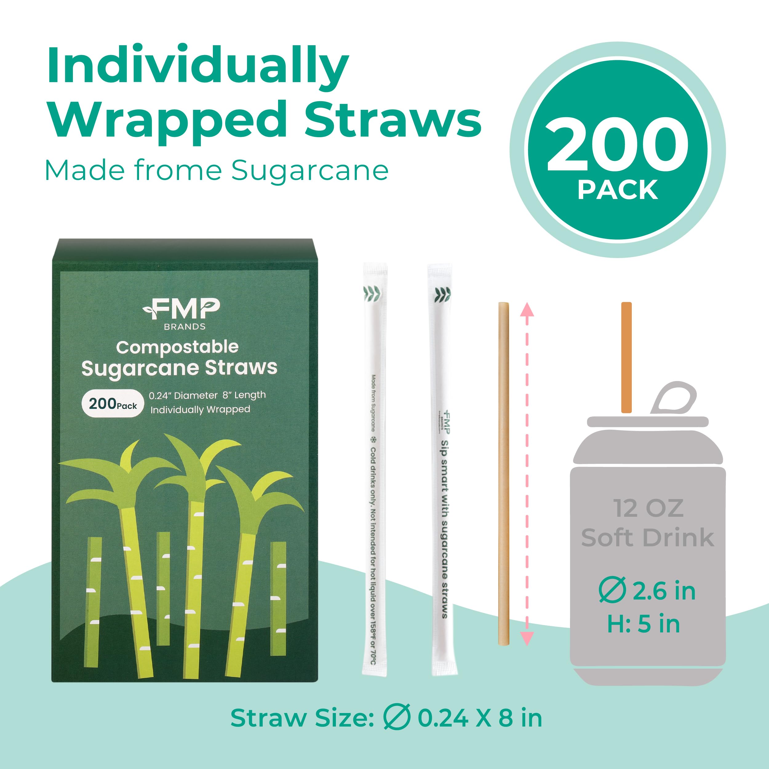 [125 Pack] Bubble Tea Straws 8.5 Inch Long - Black Wide Disposable Paper Drinking Straws, Biodegradable Compostable Eco-friendly Plastic Alternative, for Hot Cold Boba Pearl Milkshake Coffee Smoothie