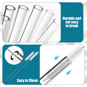 5/6Pcs Reusable Glass Straws, with 2 Cleaning Brushes, Clear Cute Butterfly Cherry Mushroom Straws Heat-Resistant Glass Straws for Smoothies Tea Juice Milkshakes Dishwasher Safe (Mushroom)