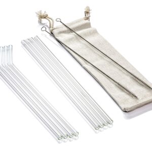 Simplifi It Assorted Clear Glass Straw Set with Nylon Cleaning Brushes (11 PC.) - SI-SGL10-11C