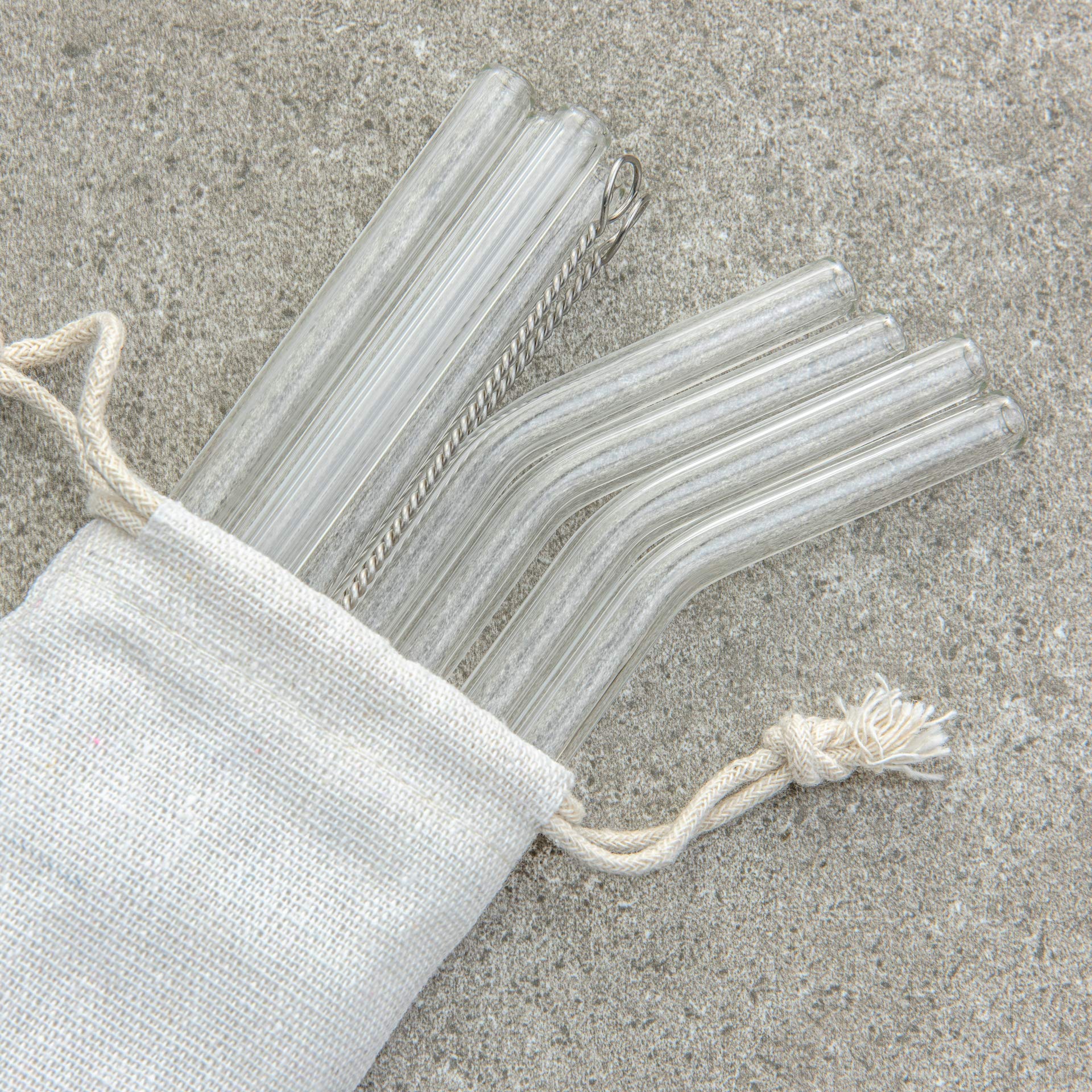 Simplifi It Assorted Clear Glass Straw Set with Nylon Cleaning Brushes (11 PC.) - SI-SGL10-11C