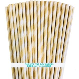 paper straws - kraft brown - stripe - 7.75 inches - 100 pack outside the box papers brand