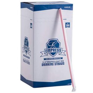 e162013r empress giant straw paper wrapped 10.25" red, boxed 4/300 cs